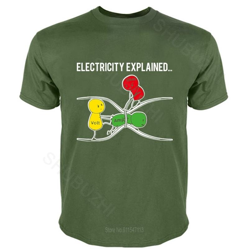 Men cotton T Shirt Fashion tshirt  Electricity Explained style t-shirt for man Ohm's Law Version2 teeshirt short sleeve teeshirt