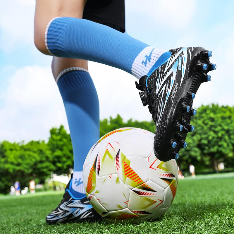 28-39 School Children's Football Shoes with Rotating Buckle and Spikes Soccer Shoes for Boys