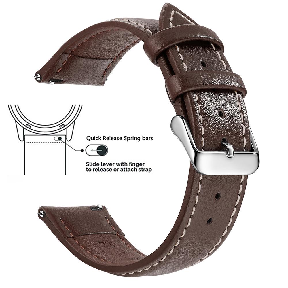 Echtes Lederarmband aus Narbenleder, Schnellverschluss 18mm/20mm/22mm Uhrenarmbänder, Passend für Samsung Galaxy Watch, Garmin Huawei Watch