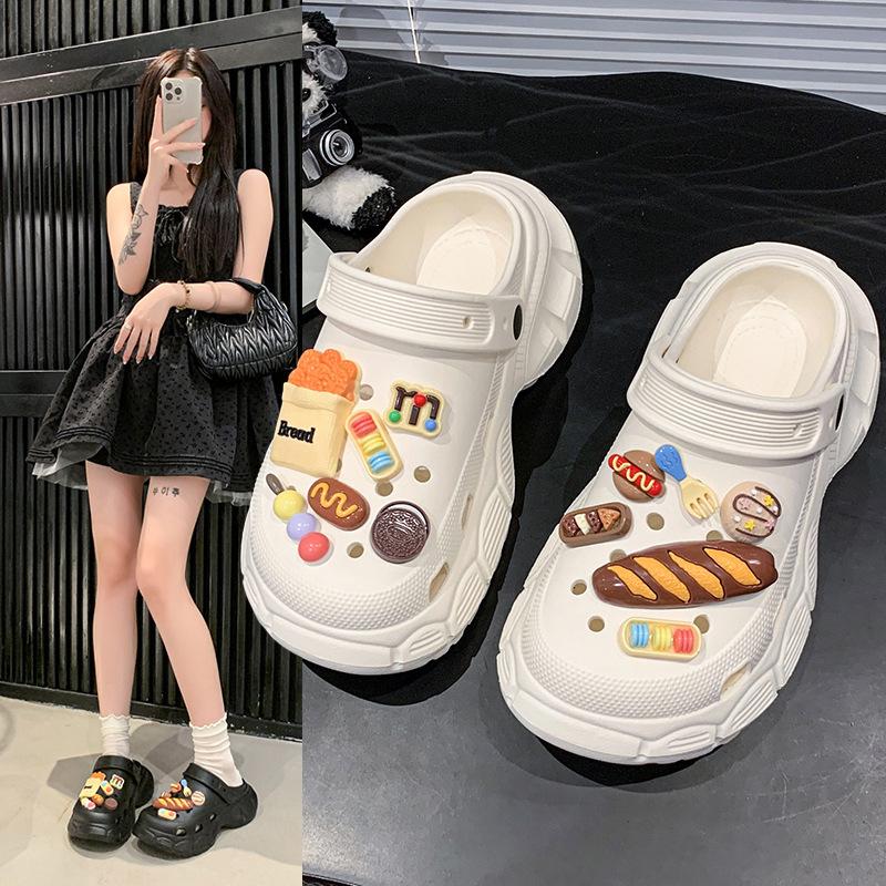 Stepping on shit hole shoes women's slippers summer bag head shoelaces and outer wear girls beach shoes eva sandals