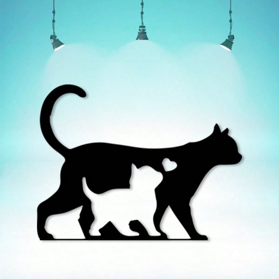 Cat Family Metal Wall Art Sculpture Kids Room Decor Gift Cat Lovers Durable Metal