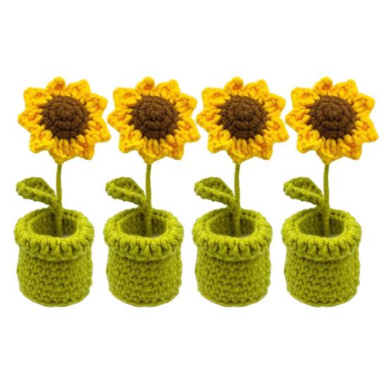1/4 Pcs Table Leg Protective Covers Cartoon Sunflower Shape Knitted Elastic Prevent Scratches And Noise Reusable Chair Leg Floor Protectors