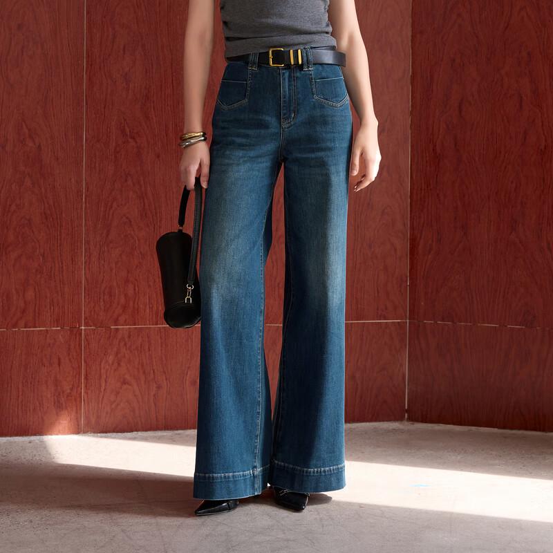 Sancai 2026 Spring Women's Retro High-Waist Wide-Leg Jeans