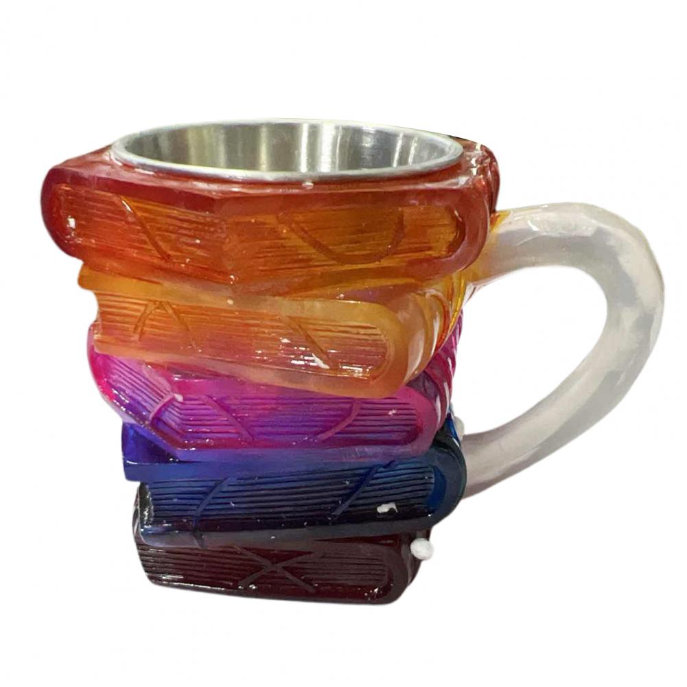 

11oz Painted Book Mug Glass Drink Coffee Cup 11oz Reading-inspired Mug Novelty 3D Stacked Book Drinkware Literary Lover Gifts разноцветный