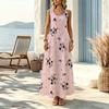 Women's Sleeveless Maxi Dress Simple Floral Polka Dot Collection,Lightweight Flowy Skirt,Fashion Elegant,Perfect for Beach Vacation & Resort Leisure