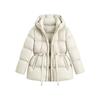 Womens Short Puffer Coat With Hood Slim Fit White Duck Down Winter Warm Outerwear