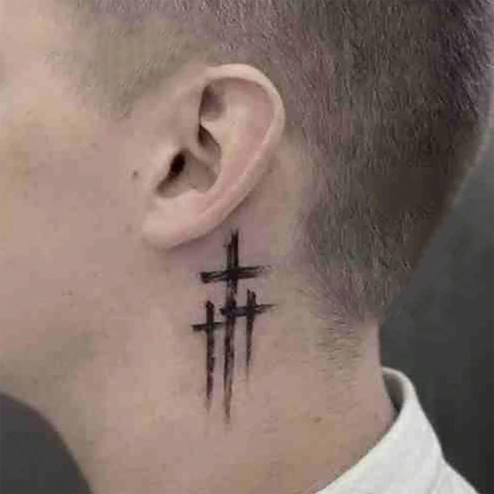 Glow Makeup Unisex Tattoo Sticker Premium Sense Domineering Personality Wind Cross Hand Neck Tattoo Sticker
