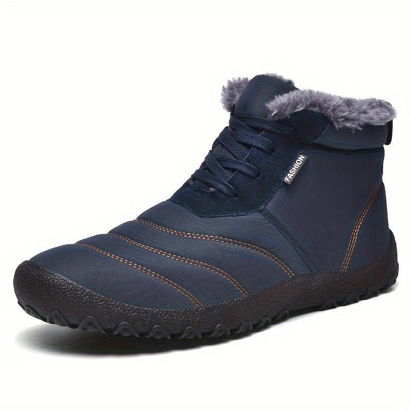 Fleece Lined Men Winter Cotton Shoes, Plus Size Light Sole Warm Snow Boots