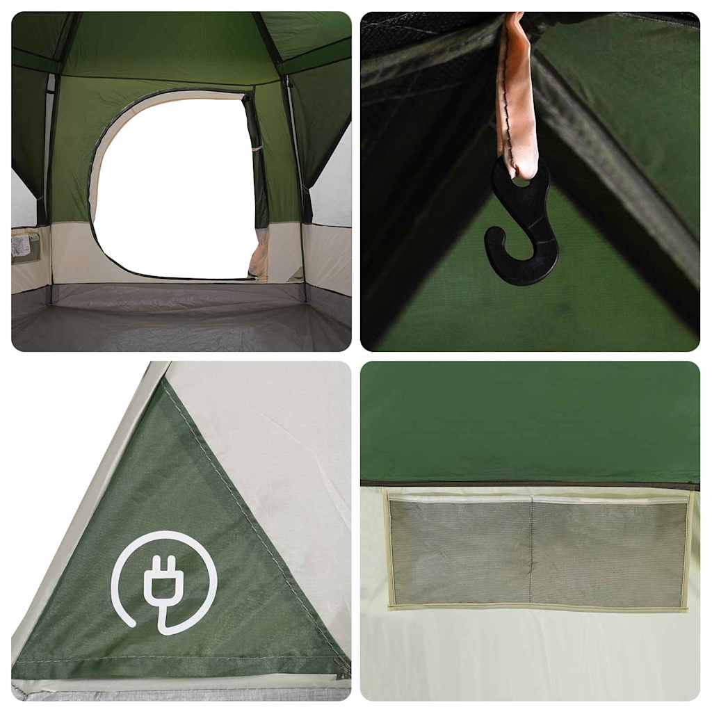 7 Person Family Tent with Roof Green 400 x 350 x 212 cm