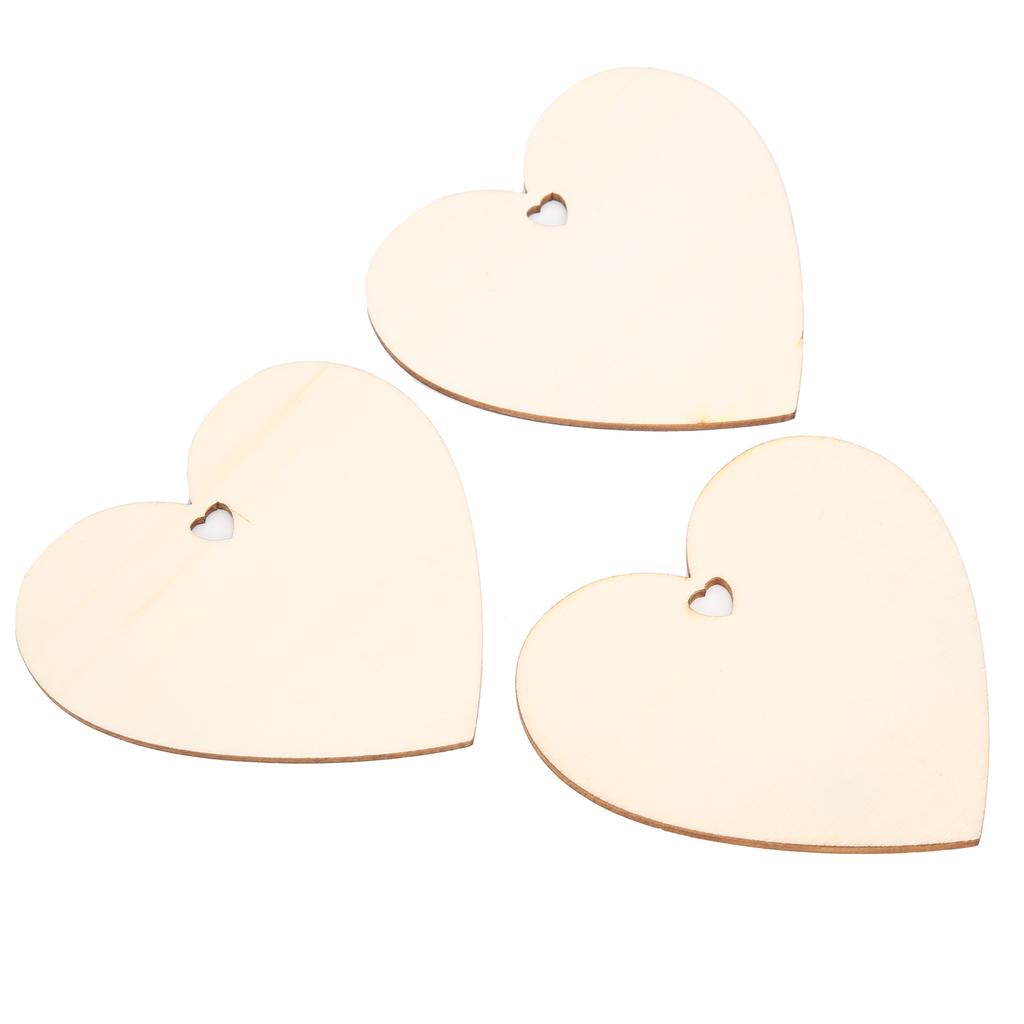 30pcs Heart Ornament Wooden Romantic Decorative Sign with Rope Gift Tag for DIY Enthusiast