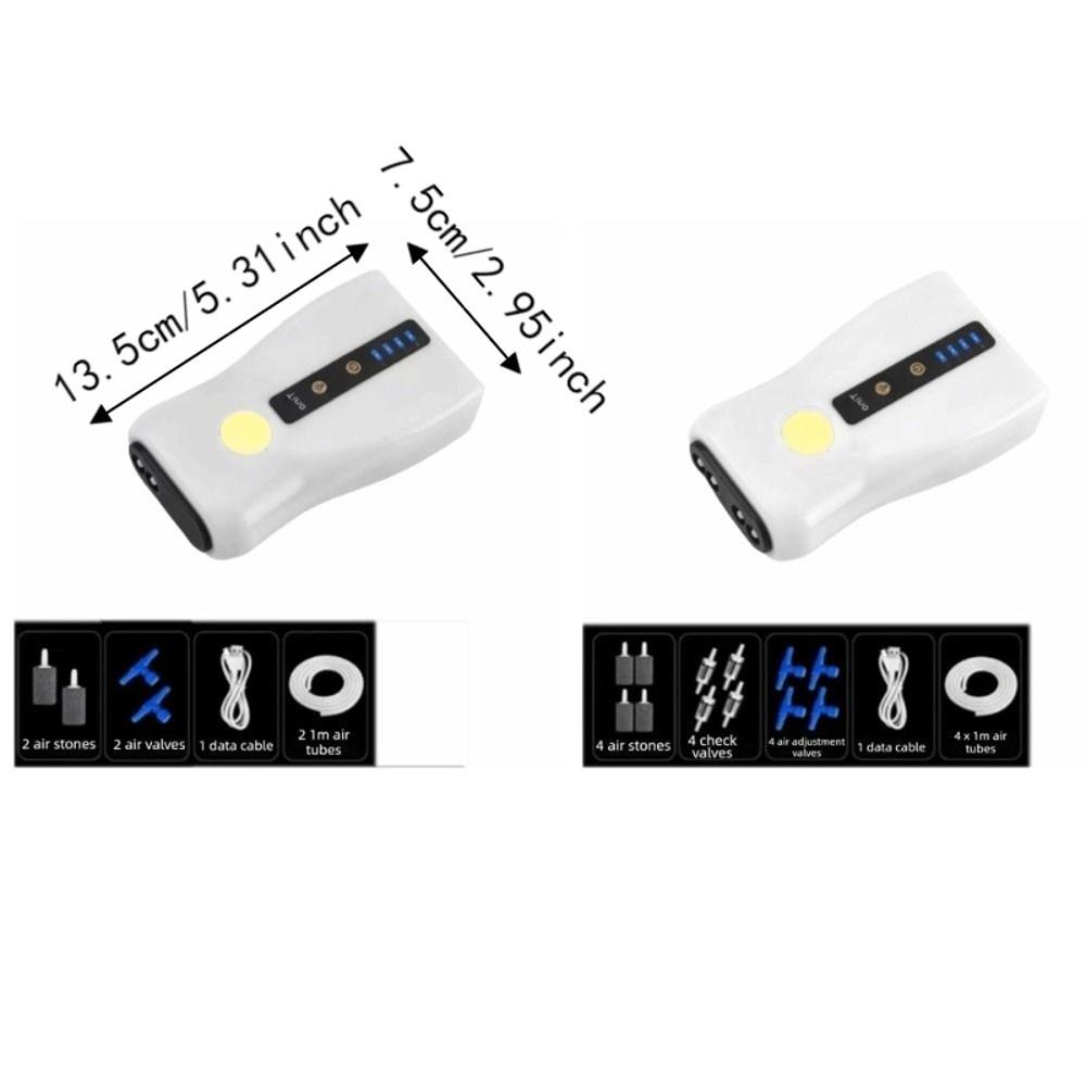USB Rechargeable Fishing Oxygen Pump Energy Efficient 2/4 Holes Fish Tank Aerator Real-time Power Display Aquarium Air Pump