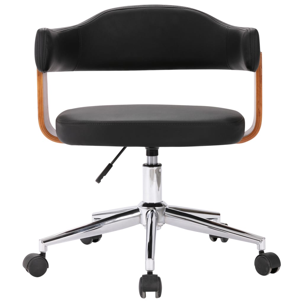Swivel Office Chair In Black Bentwood and PU Leather