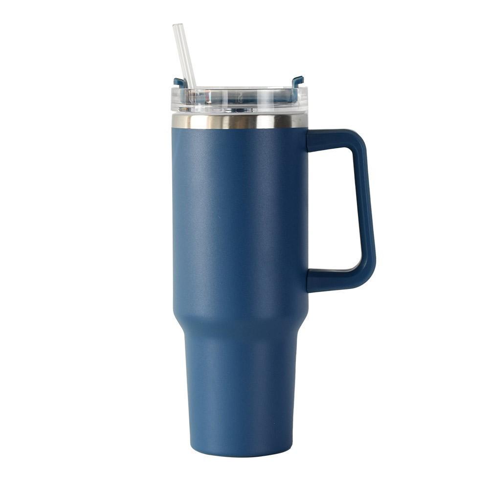 Large Capacity Insulated Stainless Steel Car Cup with Handle and Straw - Double Layer for Cold Retention (Ice Buster)