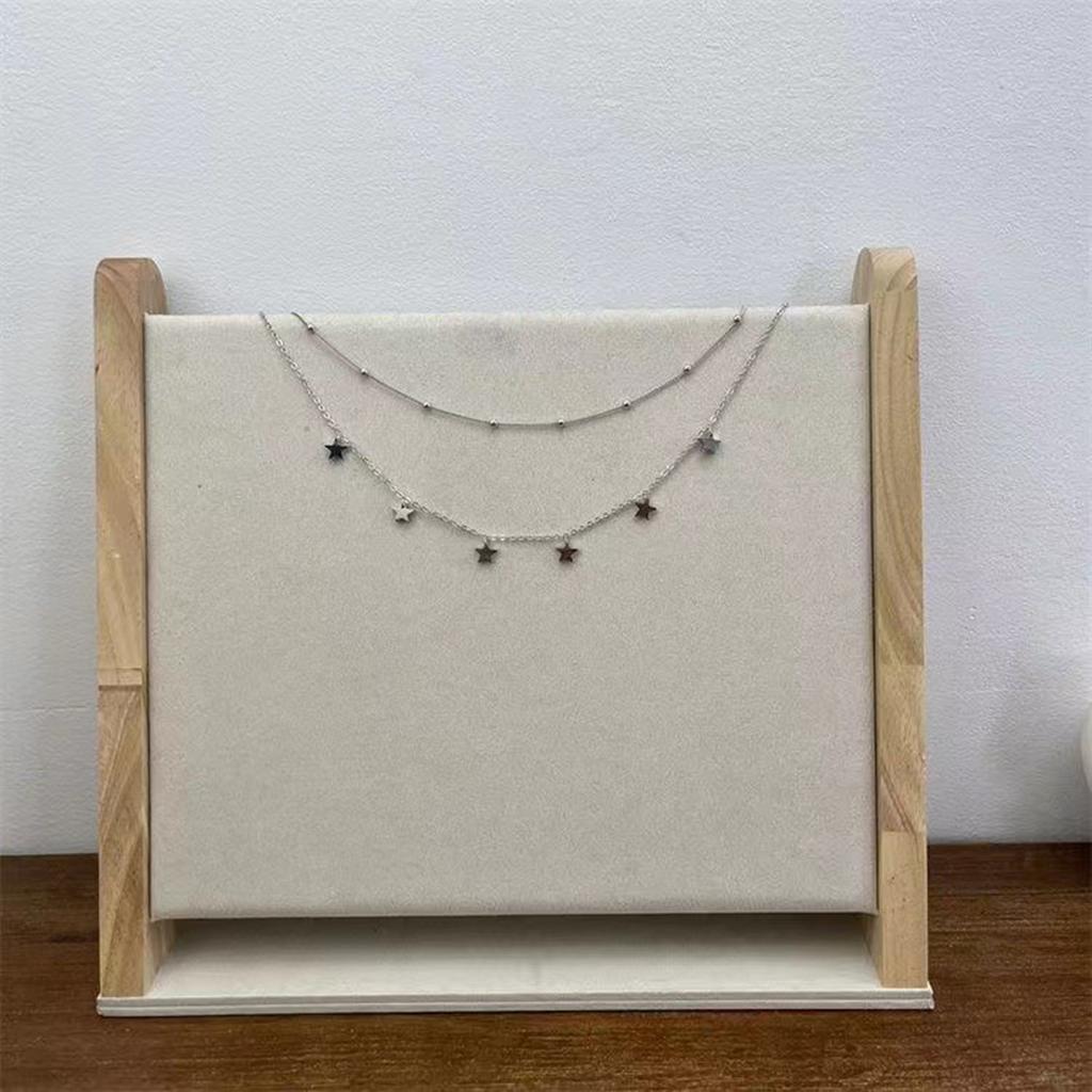 Double Layer Star Beaded Chain Necklace Elegant Alloy Material Neckwear Star Pendant Choker Suitable for Party Daily