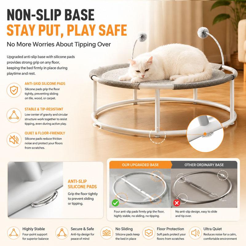 Summer breathable wrought iron cat bed all season universal moisture-proof cat hammock round mesh pet cat trampoline