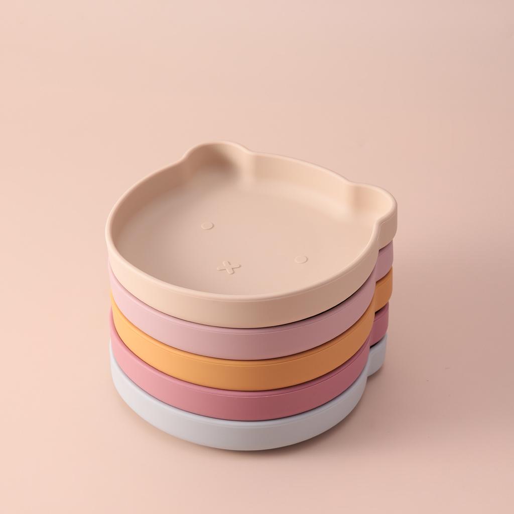 Color Kids 1 STÜCK Cartoon Bär Silikon Fütterungsschüssel Rutschfeste Teller BPA-frei Säugling Kleinkind Mahlzeit Kindergeschirr
