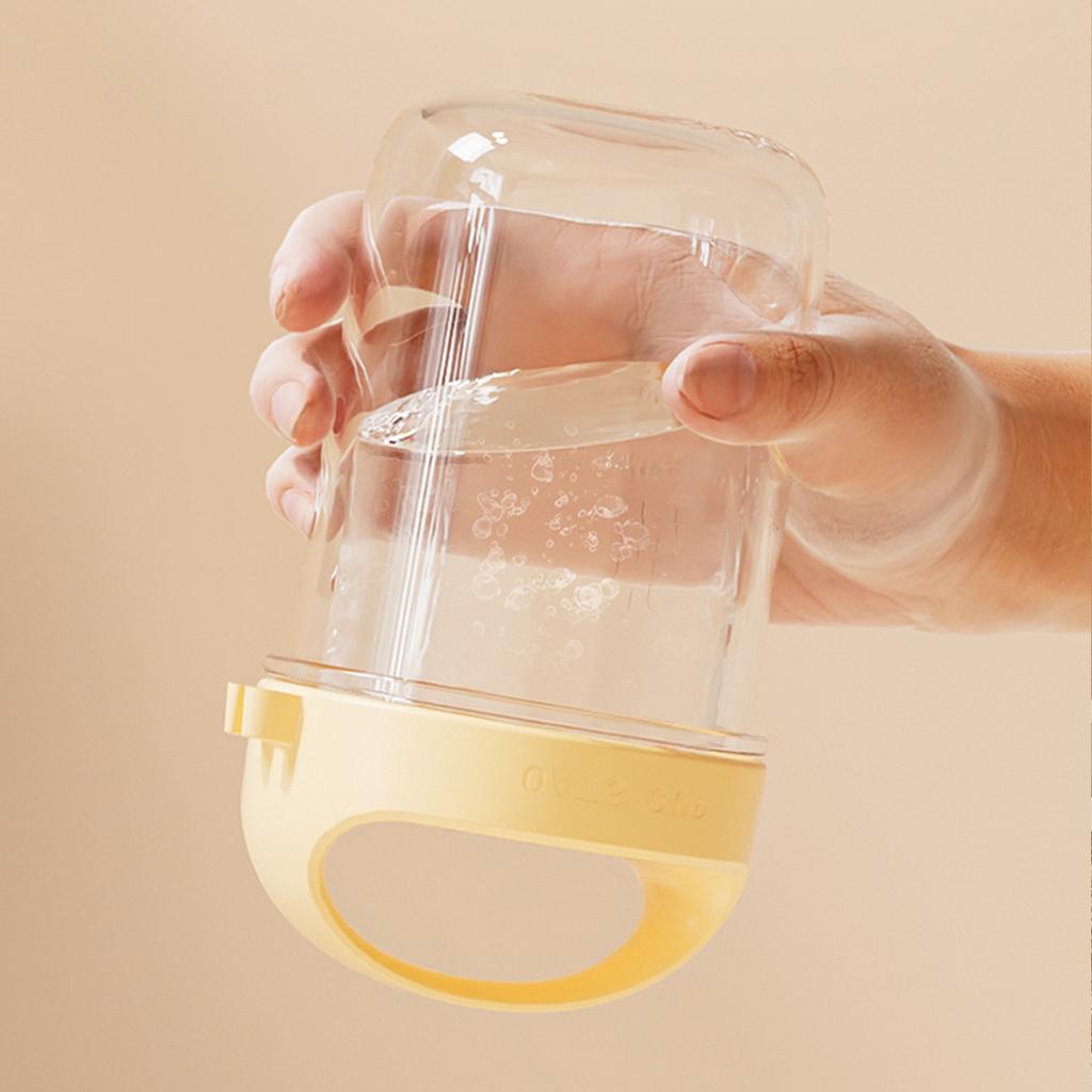 2pcs 430ml Glass Jar with Spoon Overnight Oats Cup Smoothie Cereal Breakfast Mug (Gray+Yellow)