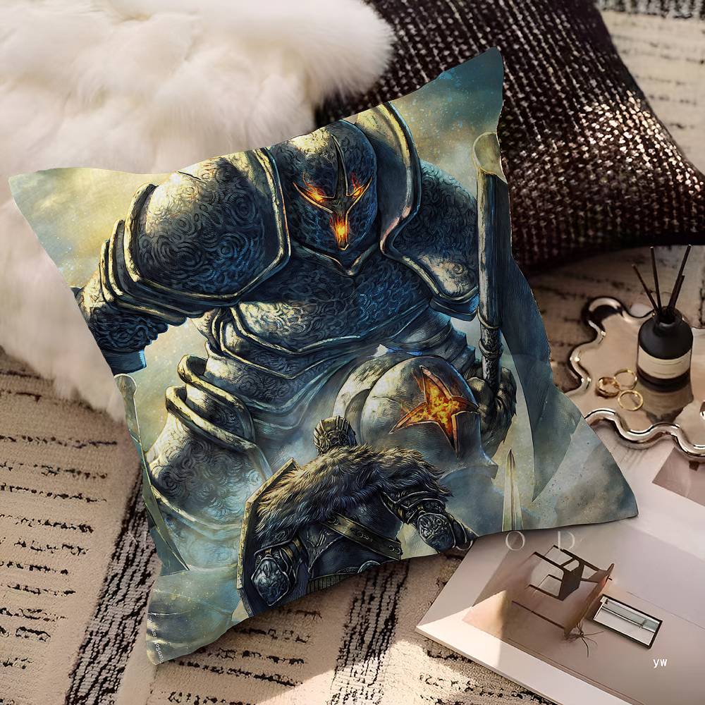 DARK SOULS Adventure Game Pillow Covers Cartoon Sofa Decorative Home Double-sided Printing Short Plush Cute Cushion Cover