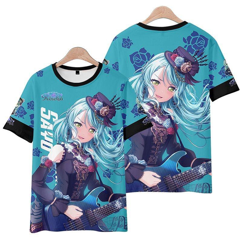 Roselia Anime Tee 2025 New BanG Dream Girl Band All Role Playing 3D Print T-shirt Summer Men Women Harajuku Short Sleeve Y2k Top