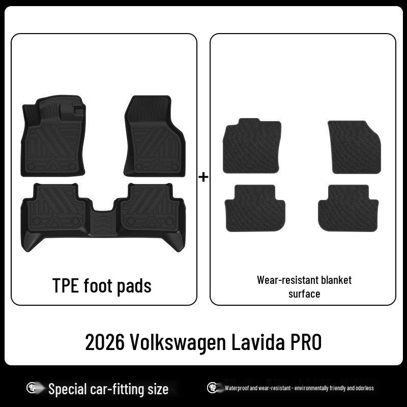 26-Year Volkswagen Lavida PRO Trunk Mat: 3D All-Weather, Waterproof, Eco-Friendly, Odorless TPE with Carbon Fiber Texture