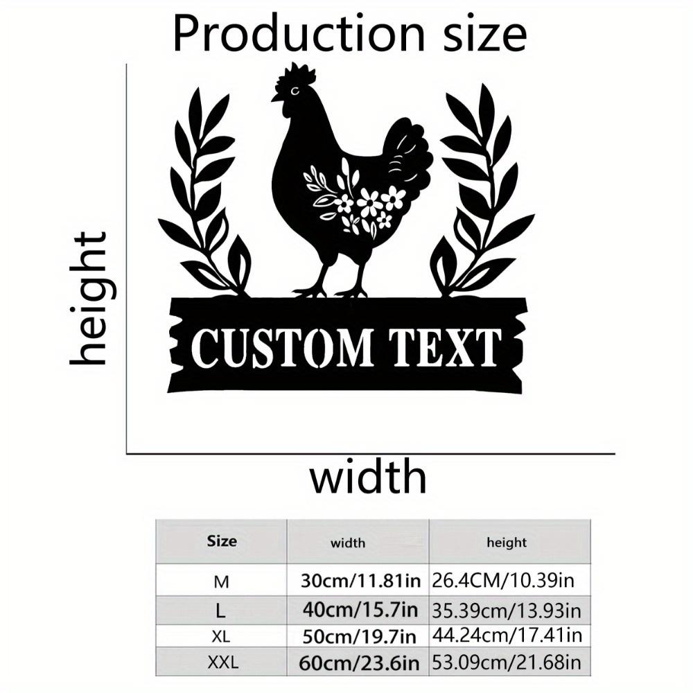 Unique Single Piece Customizable Metal Sign Personalized Chicken Silhouette Wall Art Themed Decor Home Yard 30cm