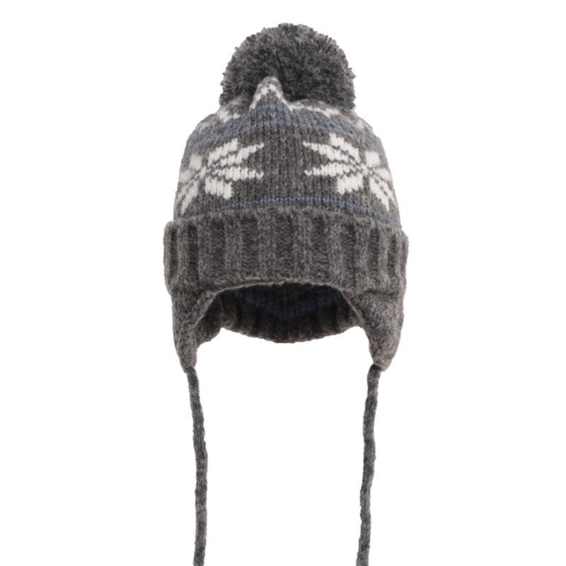 Cozy Winter Pom Pom Snowflake Hat: Versatile Knitted Woolen Pullover for Larger Heads
