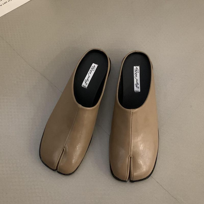 Bailamos Women Split Toe Slippers Round Toe Shallow Lazy Boat Slingback Mules Shoes Tabi Ninja Slip On Flats Soft Loafers Mujer