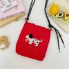 Cute Color Embroidery Bucket Bag Small Cloth Bag College Girl Casual Shoulder Crossbody Mobile Phone Bag