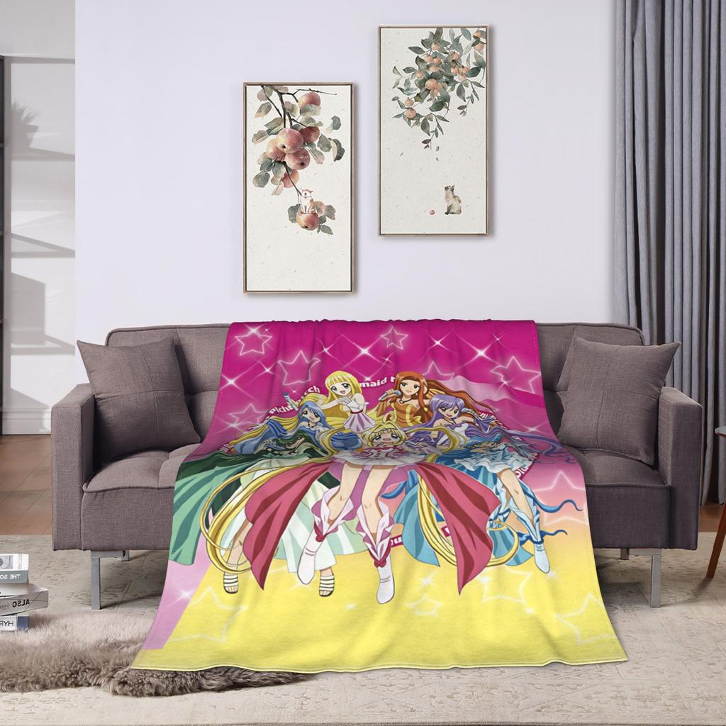 M-Mermaid Melody Pichi Pichi PitchS Super Warm Blankets Travel Office Plush Throw Blanket Aesthetic Bedspread Sofa Bed Cover