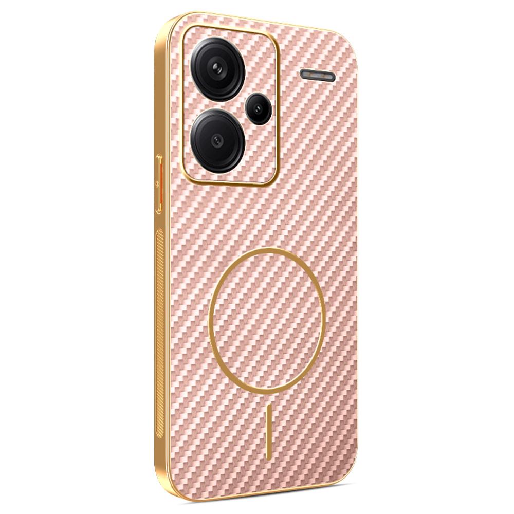 For Xiaomi Redmi Note 13 Pro+ 5G Phone Case Carbon Fiber Textured Electroplated TPU Back Cover