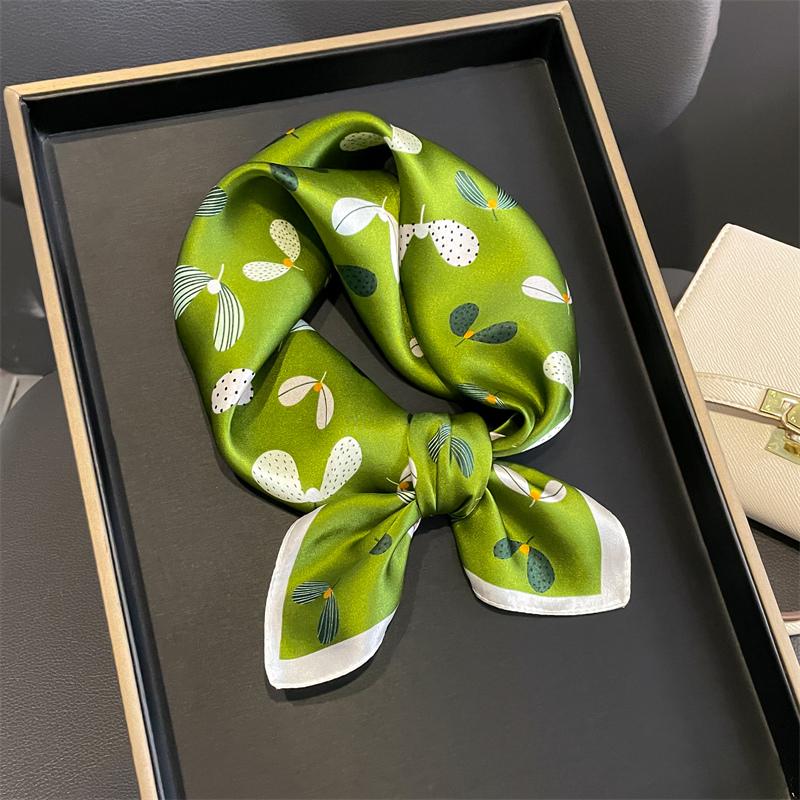 Fashion 100% Real Silk Scarf 53cm Square Bandelet Women's Silk Temperament Small Scarf Neck Decorative Wrap Printed Scarves