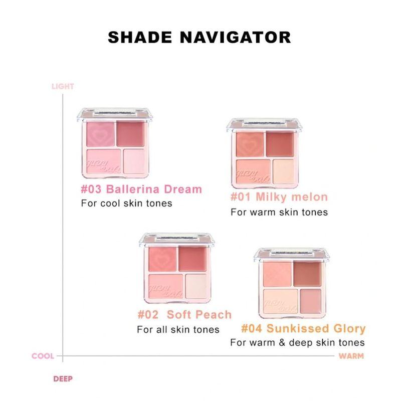 Judydoll - Paleta 4 tvářenek a rozjasňovačů (1-3)