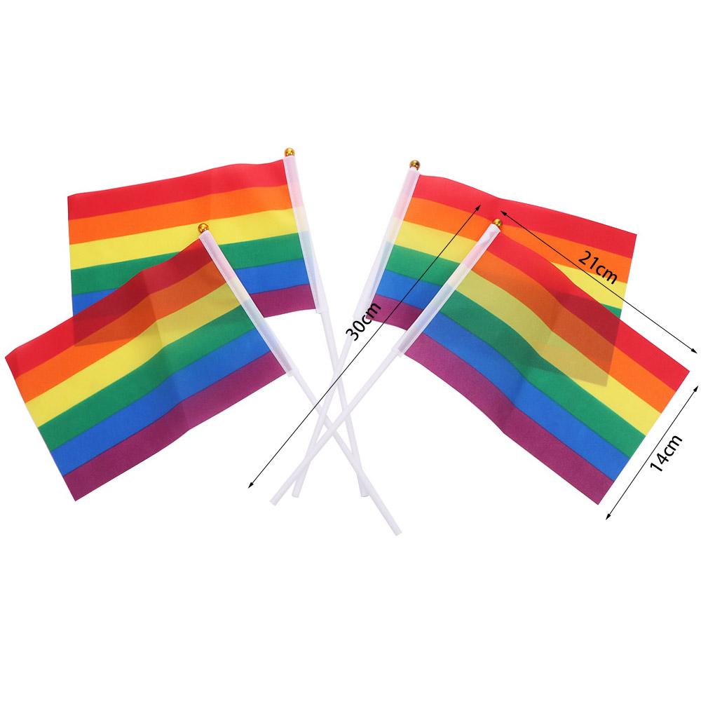 10Pcs Rainbow Rainbow Flags LGBT HandHeld Flag Multipurpose Rainbow Hand Flag  Party Decorations