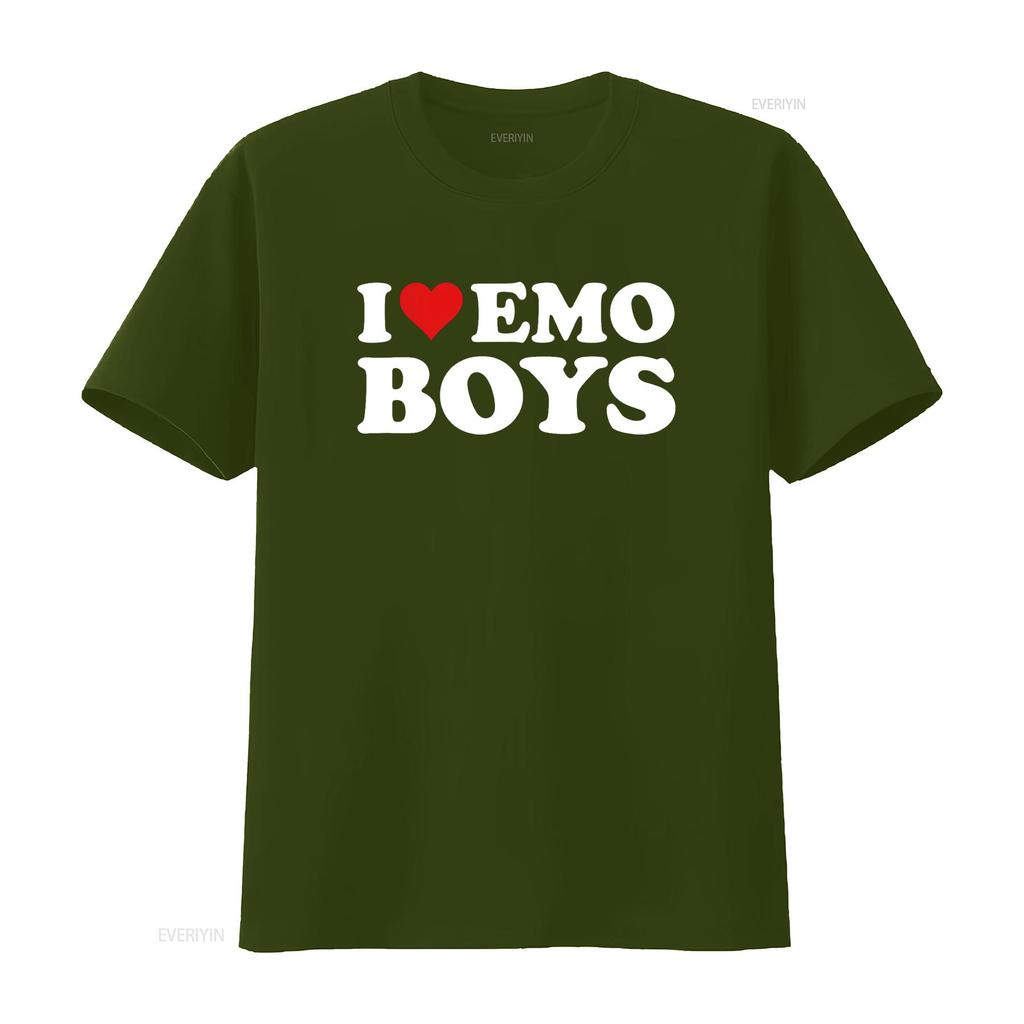 I Love Emo Boys T Shirt vintage Washed Stretched fashion Comfortable Unisex Soft designer clothes Breathable streetwear Stylish