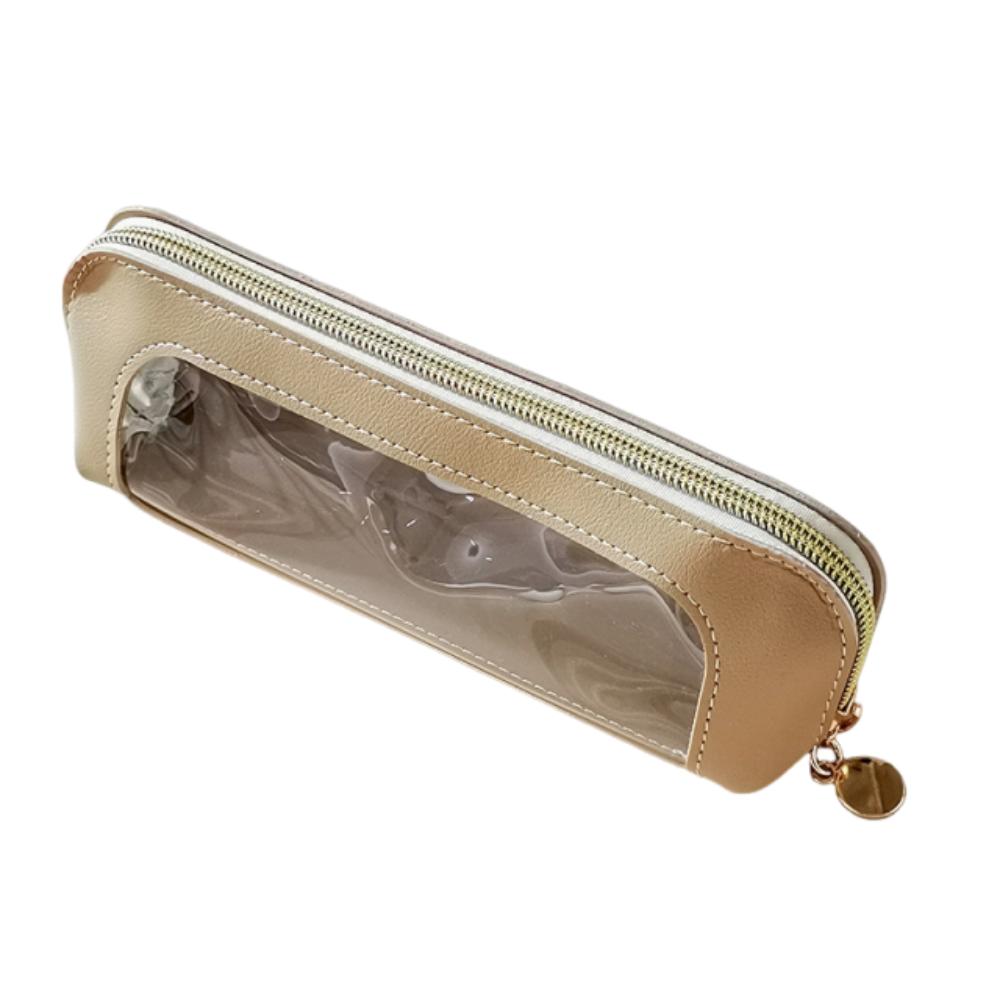 Waterproof Makeup Brush Bag Visible Pencil Case Compact Makeup Organizer  School Supplies хаки