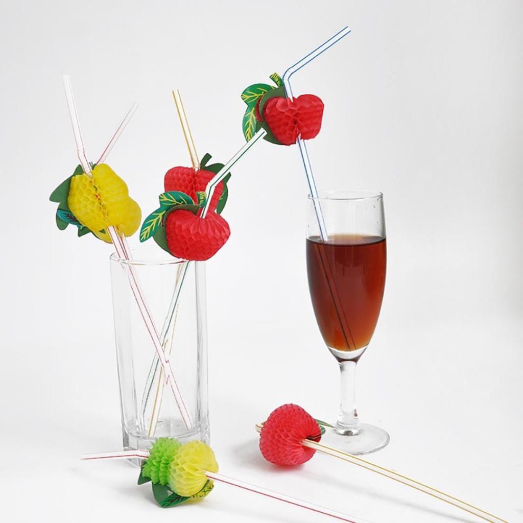 50Pcs Fruit Disposable Drinking Straw Wedding Birthday Party Decoration Favors AVE