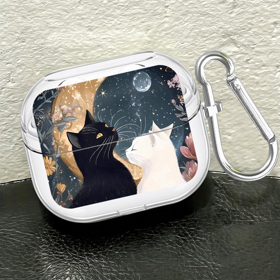 Clear Earphone Cases Cover With Hook Case For Samsung Galaxy Buds 2 4 Pro Live 2Pro 4Pro 3Pro 3 FE Cartoon Cat