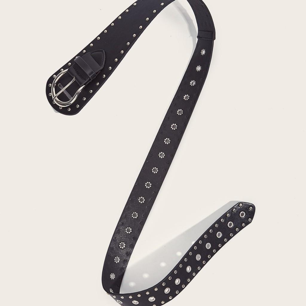 Punkinspired Alloy Buckle Belt With Faux Leather Material For Fashion Enthusiasts