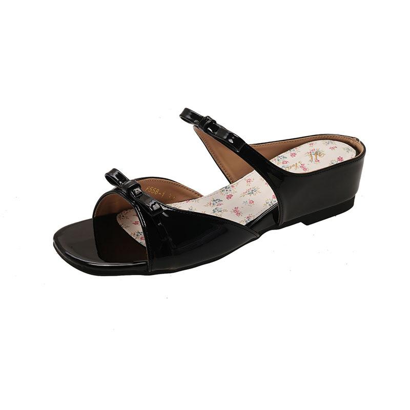 High Heel Niche Fashion Sandals Fairy Style French Bow Thick Heel Sandals Female 2025 Summer New with Skirt