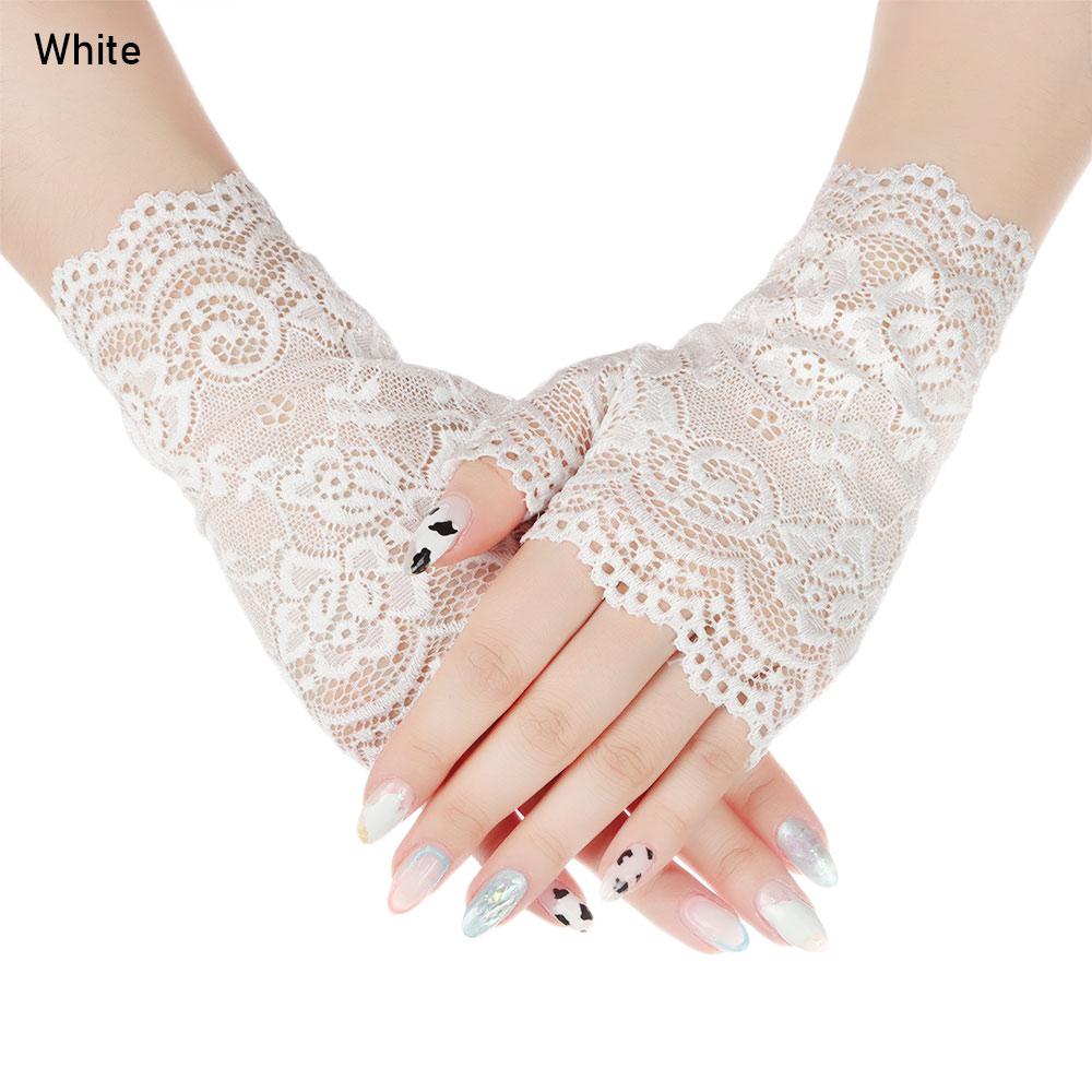 Fashion Half Finger Sunscreen Lace Gloves Fingerless Mittens Driving Gloves Short Gloves