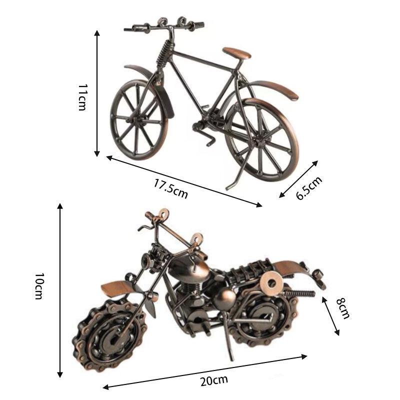 Retro Wrought Iron Harley Motorcycle Model: Industrial Style Ornament for Home Decor