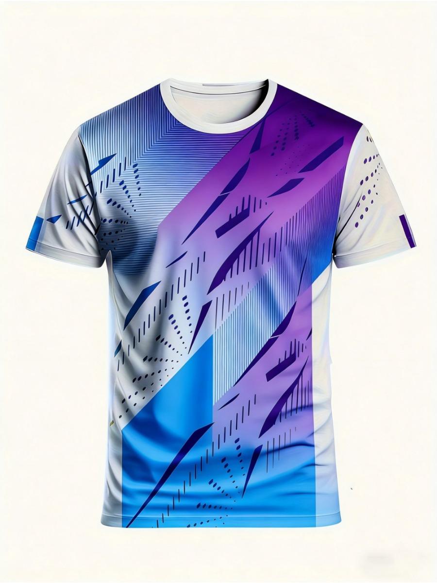 Herren 3D Gedrucktes T-Shirt Rundhals Kurzarm Oberteile Lässig Locker Herren Sommer T-Shirt Sport Schweißbekleidung Outdoor Y2k Herren Kleidung 3XL blue