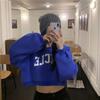 Ptor Short Sleeve Long Loose Korean Fashionable Pullover Perfect for and Winter Women's Sweatshirt, Midriff-Baring, Sleeve, Fit, Style, Top, Dance,