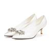 Fashion Silk Bridal Wedding Shoes Woman 5cm High Heels Crystal Buckle Pumps Ladies Traf Loafers Zapatos Mujer Big Size 34-43 Escarpins