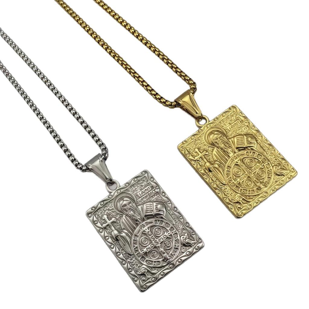 Men's Priest Dog Tag Pendant Necklace