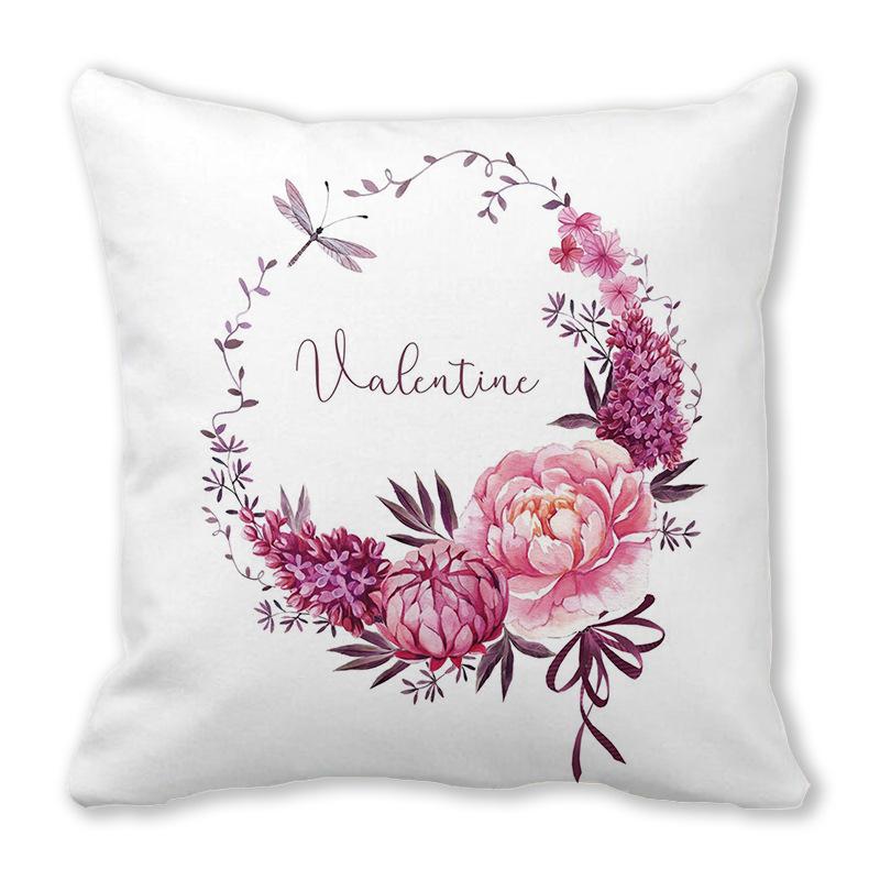 Happy Valentine's Day Theme Digital Printing Short Plush Pillow Covers for Car Sofa Office Cushion Cover Home Goods 60x60cm