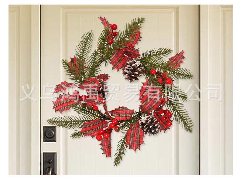 New Pinecone Red Berry Christmas Wreath - Festive Wall & Door Hanging Decoration