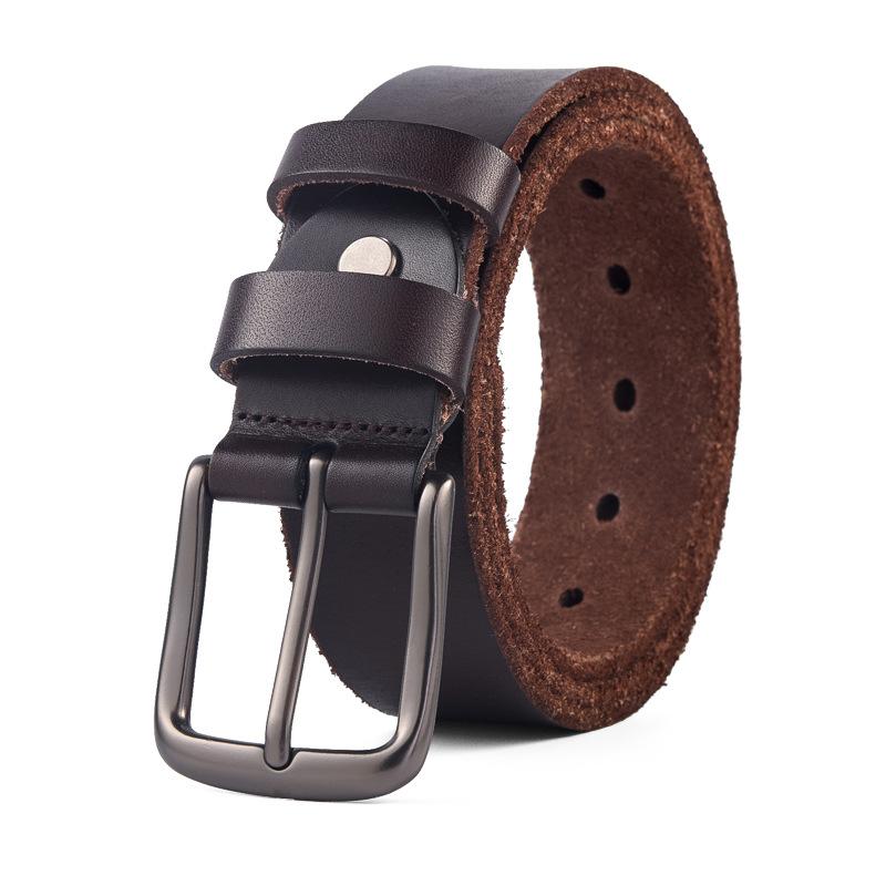Guangzhou Top Layer Cowhide Belt Men Pure Cowhide Casual Retro Pin Buckle Genuine Leather Belt Men Cowhide Belt