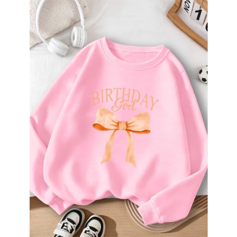 Birthday Girls Autumn And Winter Fashion Sweatshirt Creative Christmas Elements Casual Long Sleeve Round Neck, Girl Christmas Gift Print