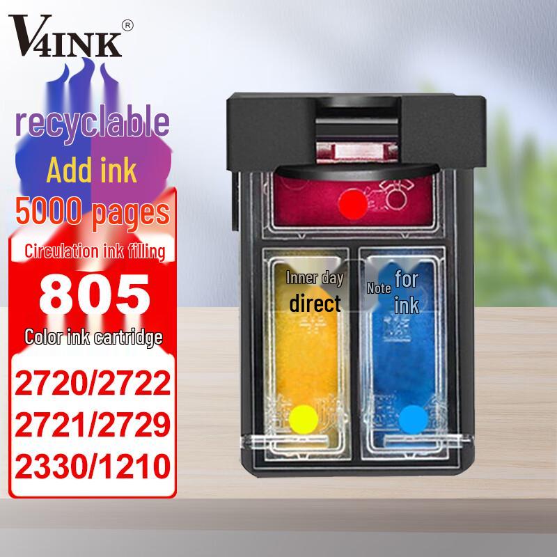 V4INK Refillable Color Ink Cartridge for HP 805XL